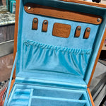 Square Lockable Leather Tooled Jewelry Case