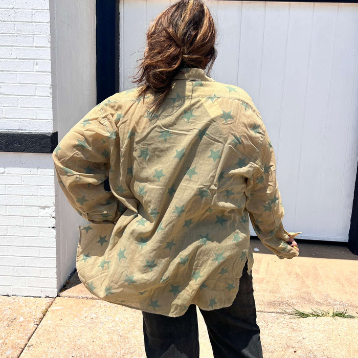 Star Button Down Top / Large/XL