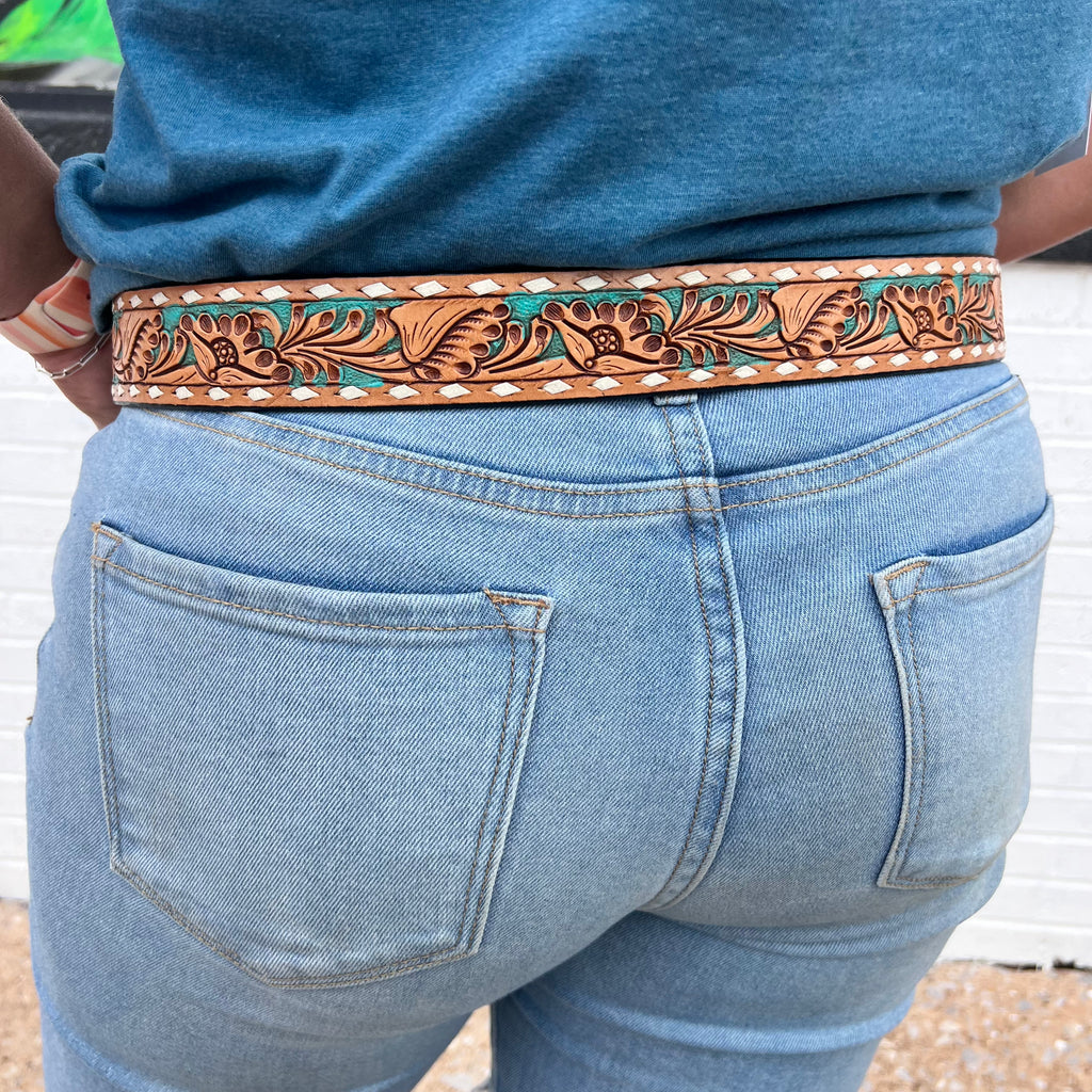 Turquoise Tooled American Darling Belt