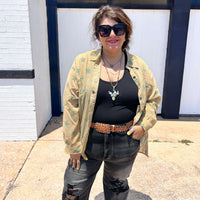 Star Button Down Top / Large/XL