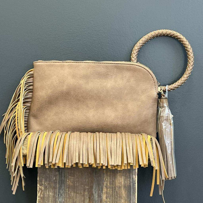 Bangled Braided Fringed Clutch Purse