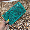 Turquoise Tooled Zipper wallet