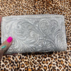 Silver Tooled Zipper wallet