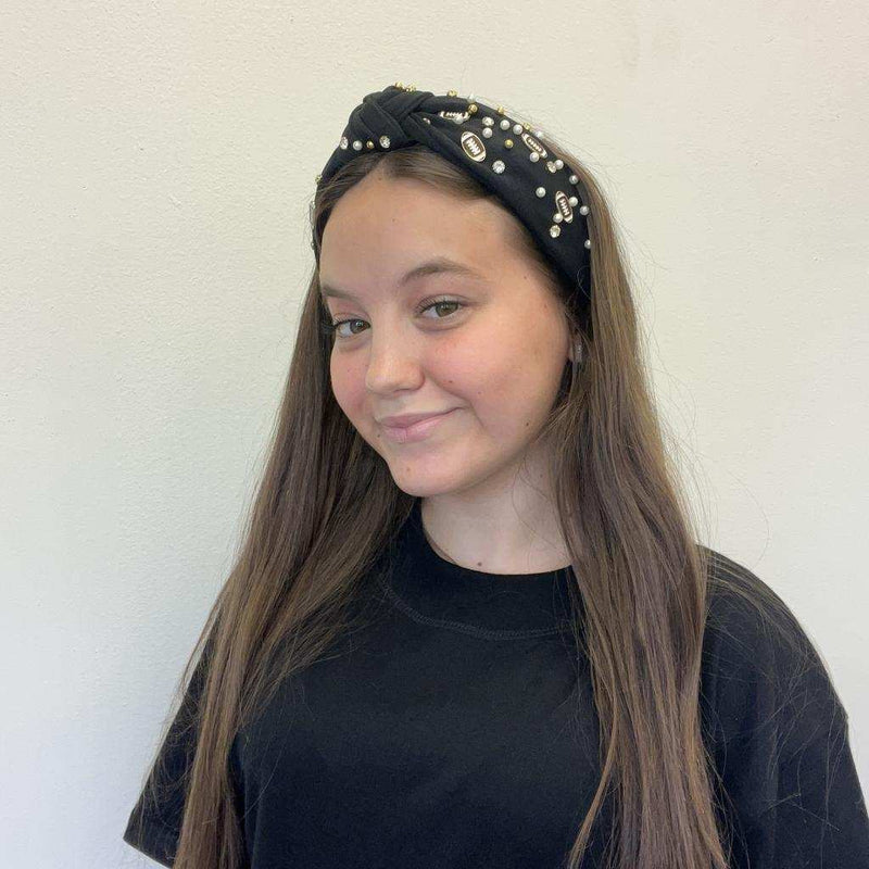 Black Football Bling Head Band