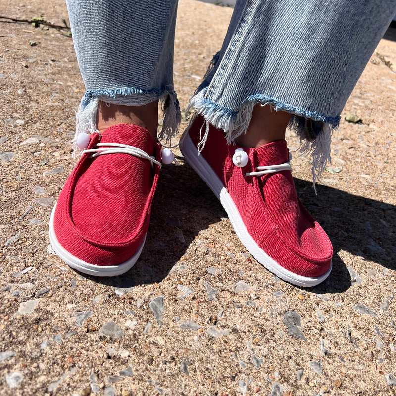 Washed Red Kayak Corky Slip On Shoe