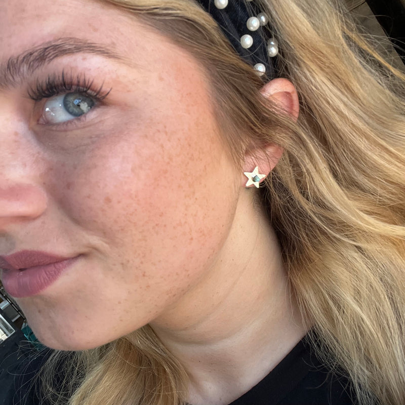 Star w/ Turquoise Genuine Earring