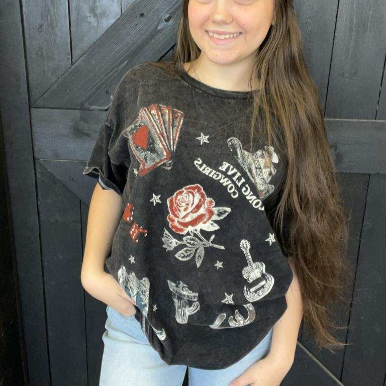 Marble Black Long Live Cowgirls T-Shirt