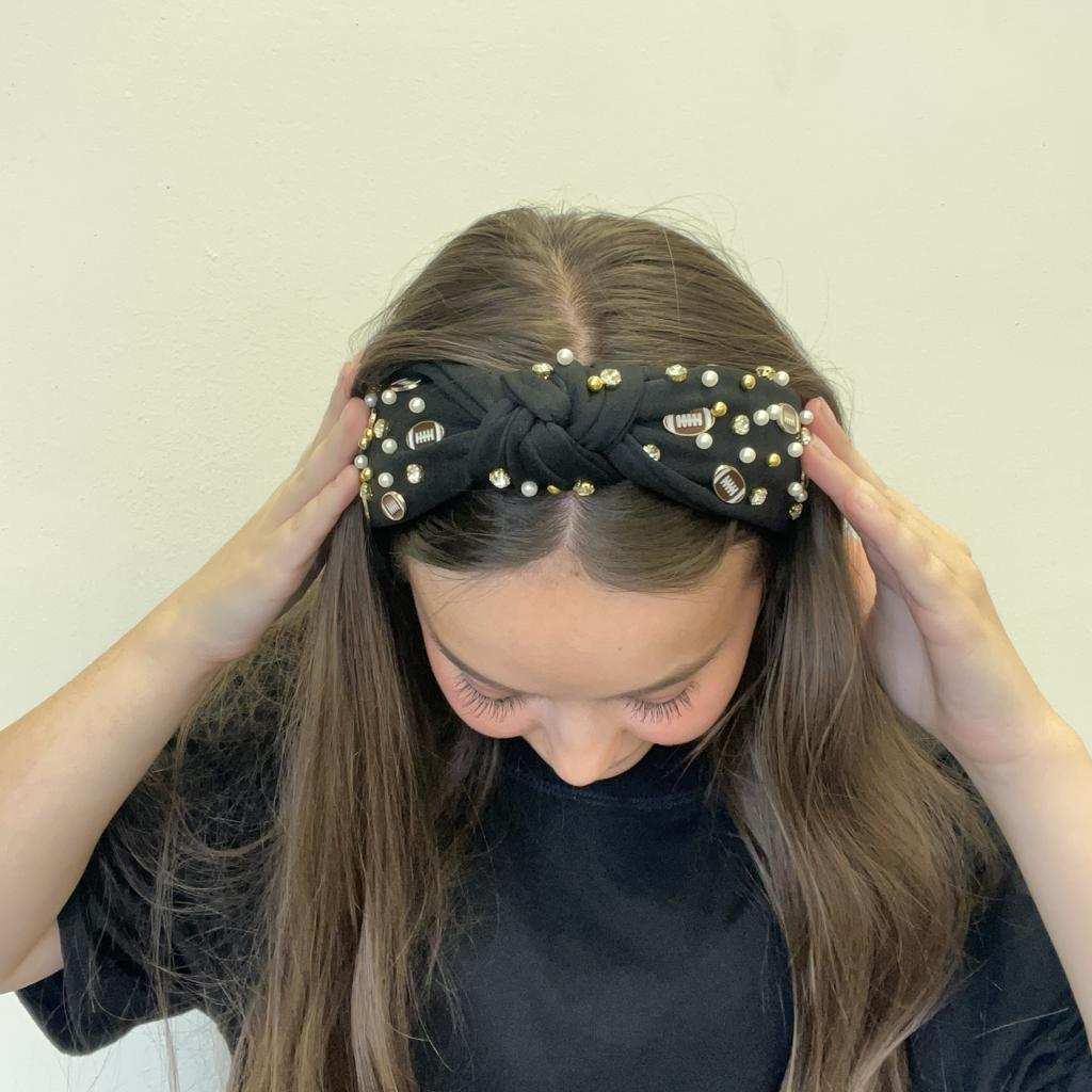 Black Football Bling Head Band