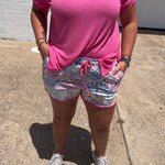 Pink Snake Athletic Shorts w/Pockets & Tie
