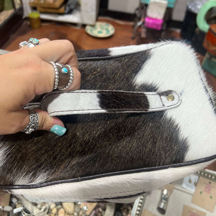 Dark Brown Cowhide Tall Soft Jewelry Case w/Handle