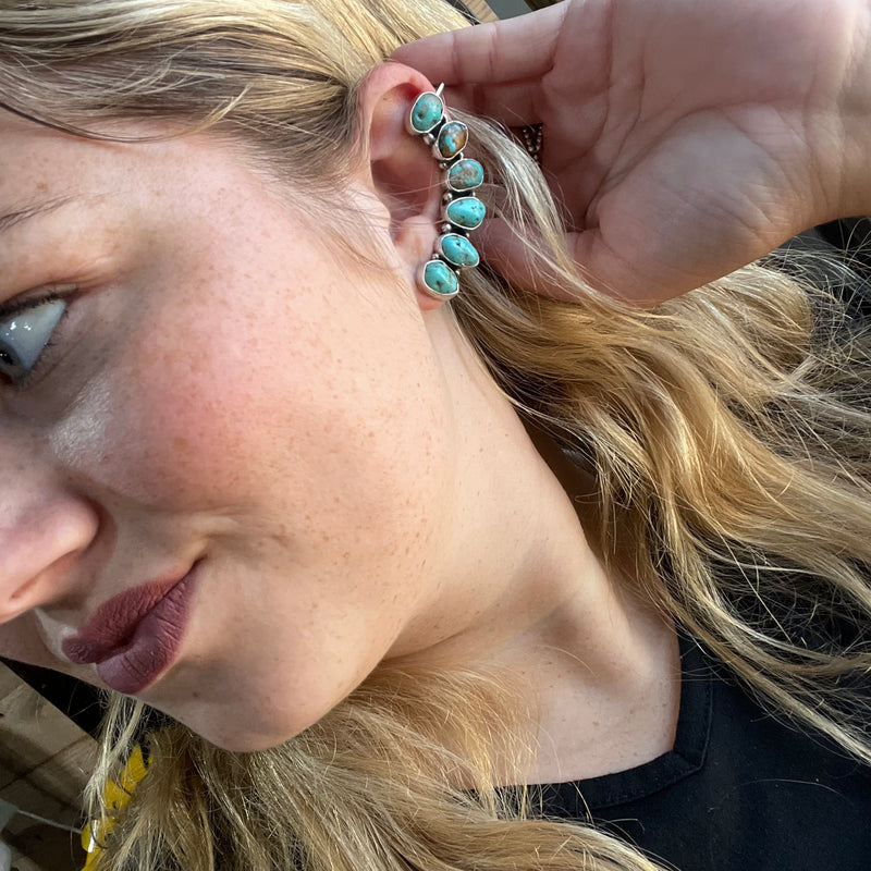 Turquoise Raw Nugget Genuine Ear Cuff Earring