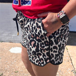 Leopard Athletic Shorts w/Pockets & Tie