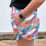 Paint Splatter High Waisted Athletic Shorts w/Pockets