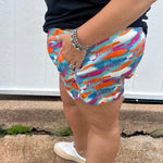 Paint Splatter High Waisted Athletic Shorts w/Pockets