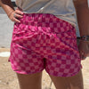 Pink Checkered Slimming Top Athletic Shorts