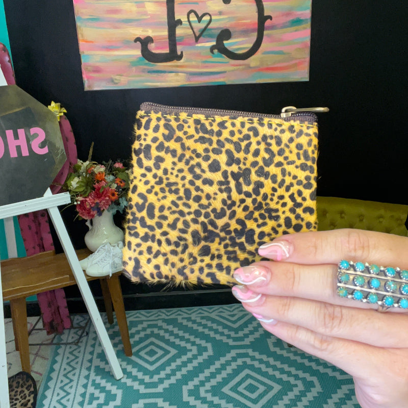 Tiny Speckled Cowhide Coin Wallet