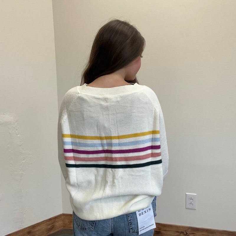 Ivory w/ Colorful Stripes Sweater - Country Lace Boutique