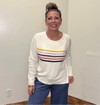 Ivory w/ Colorful Stripes Sweater - Country Lace Boutique