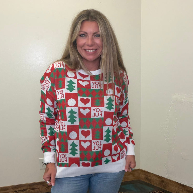Joyful Christmas Long Sleeve Sweater - Country Lace Boutique