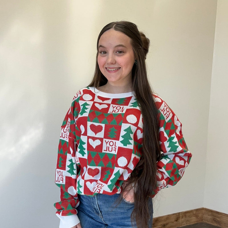 Joyful Christmas Long Sleeve Sweater - Country Lace Boutique