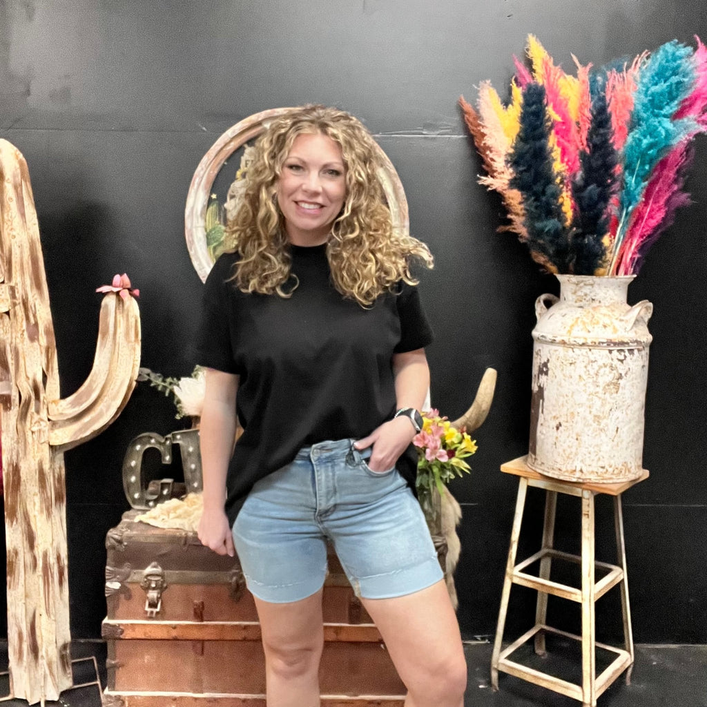 Judy Blue Medium Wash Denim Cut Off Shorts with Cuff - Country Lace Boutique