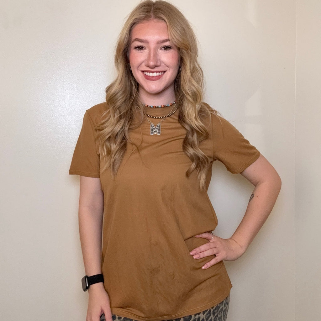Khaki Brown Short Sleeve Casual Shirt - Country Lace Boutique