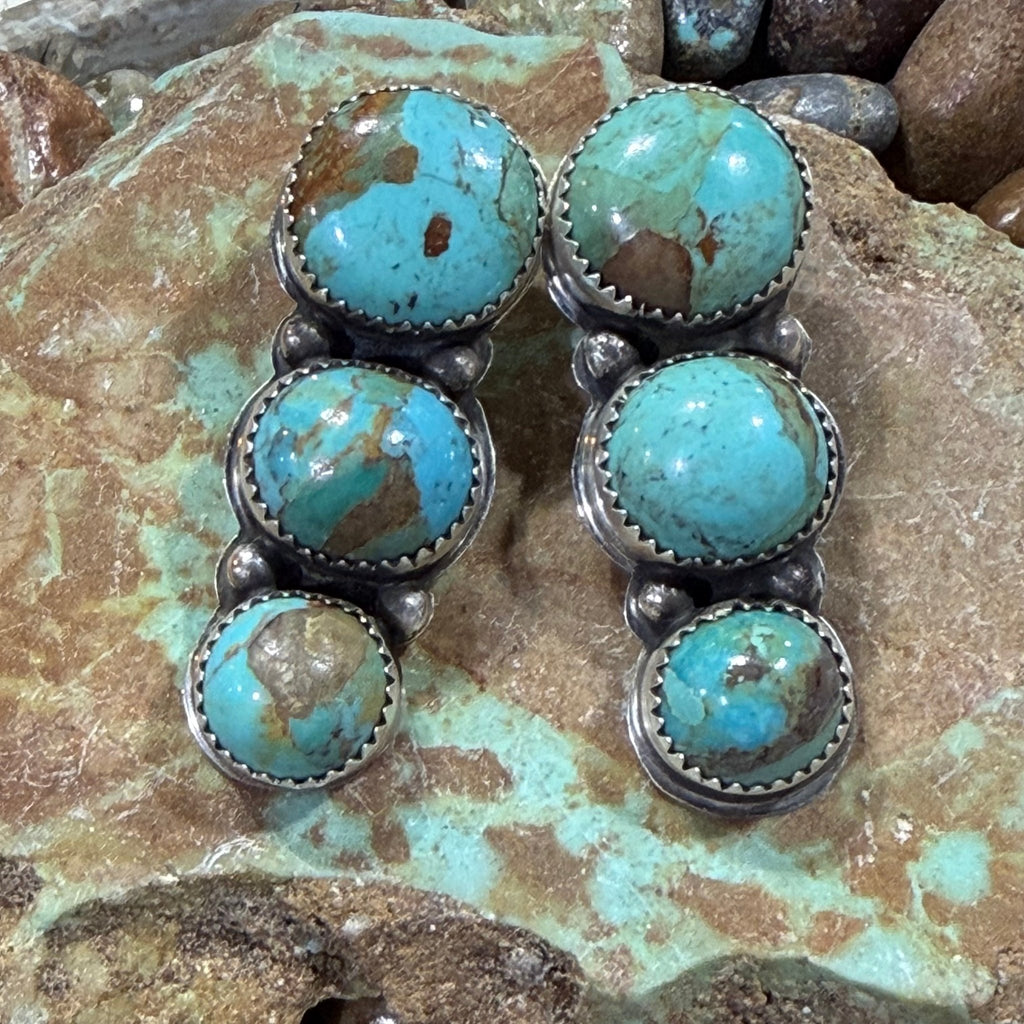 Kingman 3 Stone Drop Sterling Silver Earring - Country Lace Boutique
