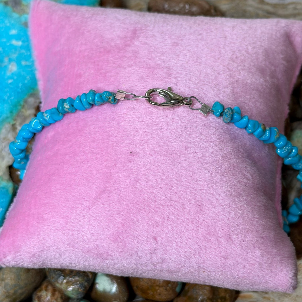 Kingman Sleeping Beauty Turquoise Chip Sterling Silver Pearl Bracelet - Country Lace Boutique