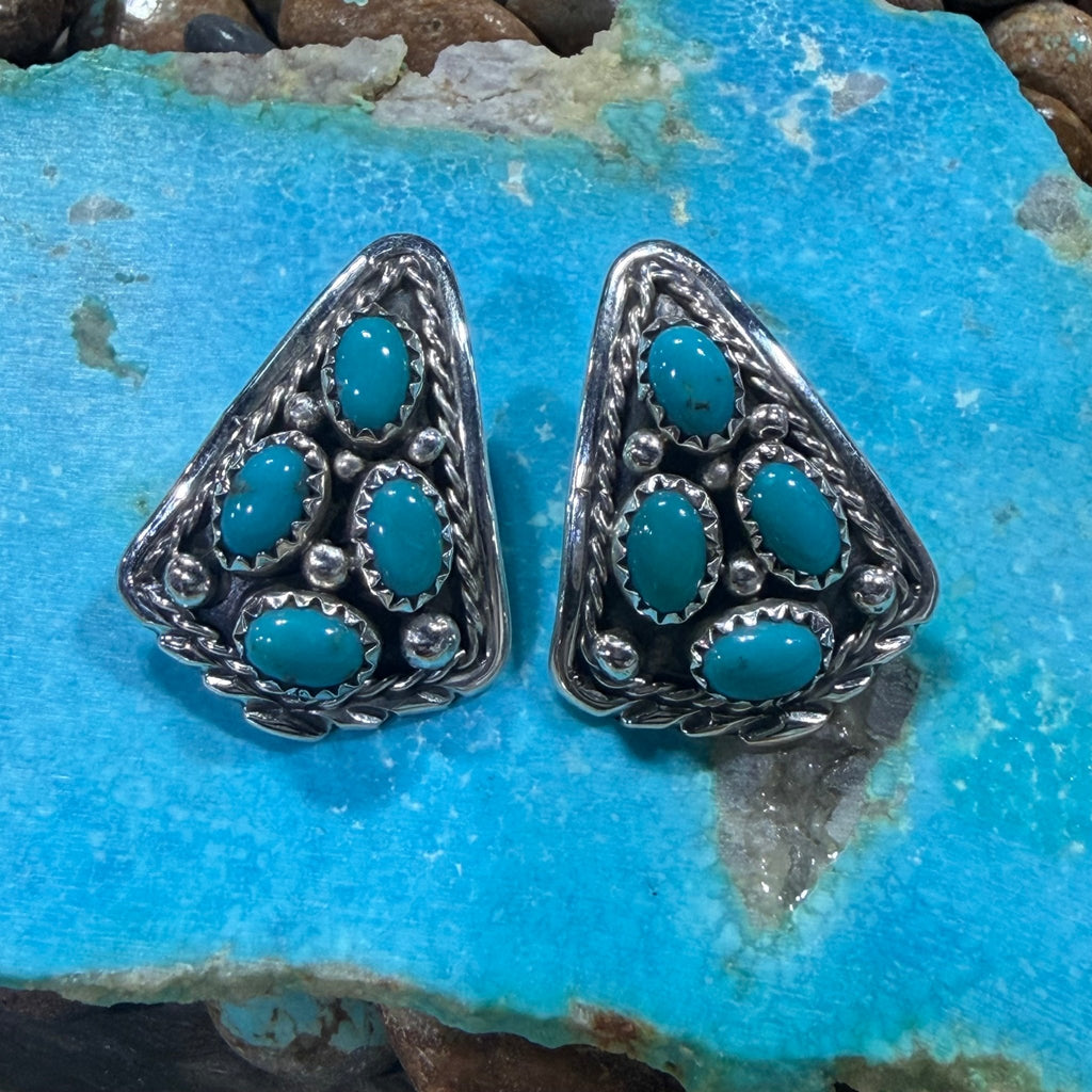 Kingman Turquoise 4 Stone Sterling Silver Earring - Country Lace Boutique