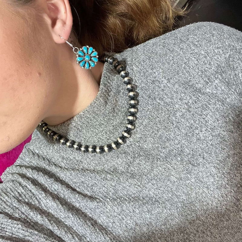 Kingman Turquoise Cluster French Hook Sterling Silver Earring - Country Lace Boutique