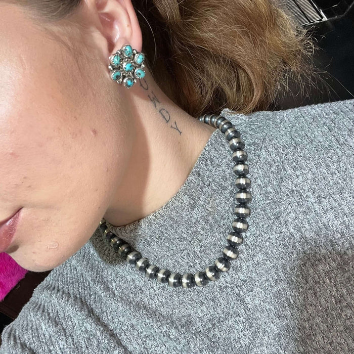 Kingman Turquoise Cluster Post Sterling Silver Earring - Country Lace Boutique