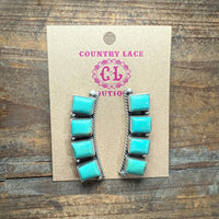 Kingman Turquoise Crawler Stud Post Sterling Silver Earring - Country Lace Boutique