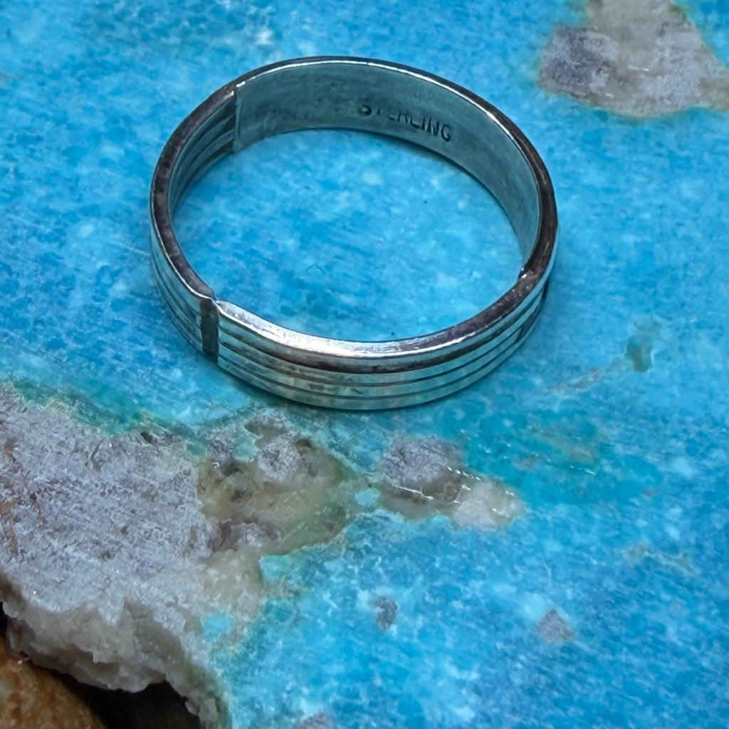 Kingman Turquoise Inlay Sterling Silver Ring size 7.5 - Country Lace Boutique