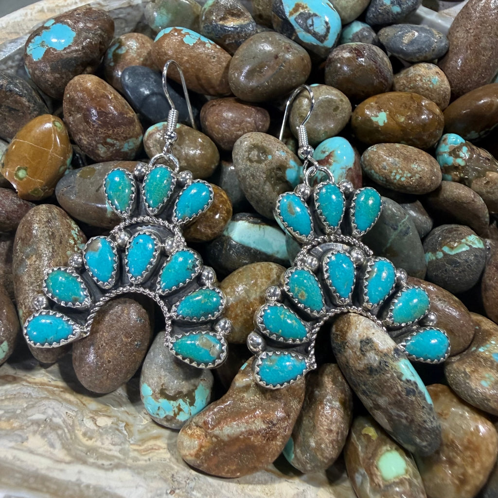 Kingman Turquoise Naja French Hook Sterling Silver Earring - Country Lace Boutique