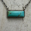 Kingman Turquoise Rope Detail Bar Sterling Silver Necklace - Country Lace Boutique
