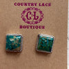 Kingman Turquoise Square Post Sterling Silver Earring - Country Lace Boutique