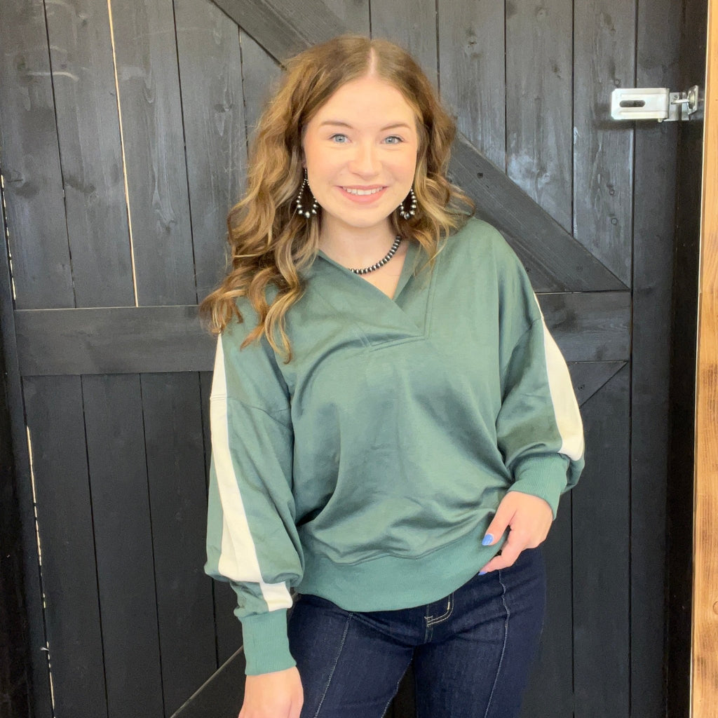 Lagoon Green Super Soft Crop Pullover - Country Lace Boutique