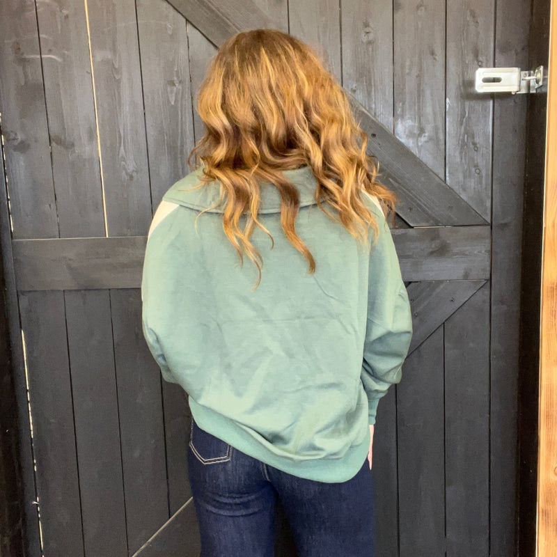 Lagoon Green Super Soft Crop Pullover - Country Lace Boutique