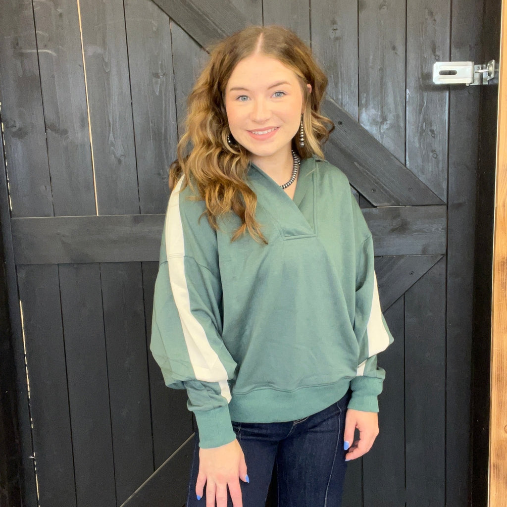 Lagoon Green Super Soft Crop Pullover - Country Lace Boutique