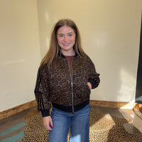 Leopard Crop Bomber Jacket - Country Lace Boutique
