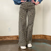 Leopard Mid Rise Fit Wide Risen Jeans - Country Lace Boutique