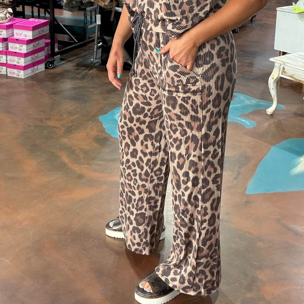 Leopard Ribbed Pants - Country Lace Boutique