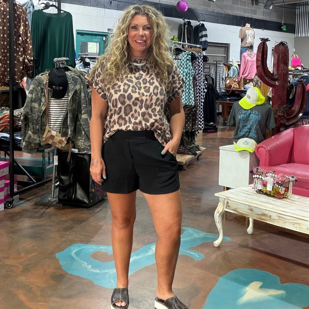 Black Elastic Waist Shorts w pockets - Country Lace Boutique