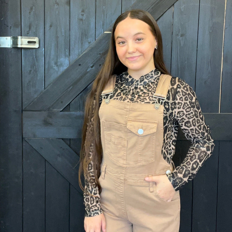 Leopard Sideline Spirit Gold Mesh Long sleeve Top - Country Lace Boutique