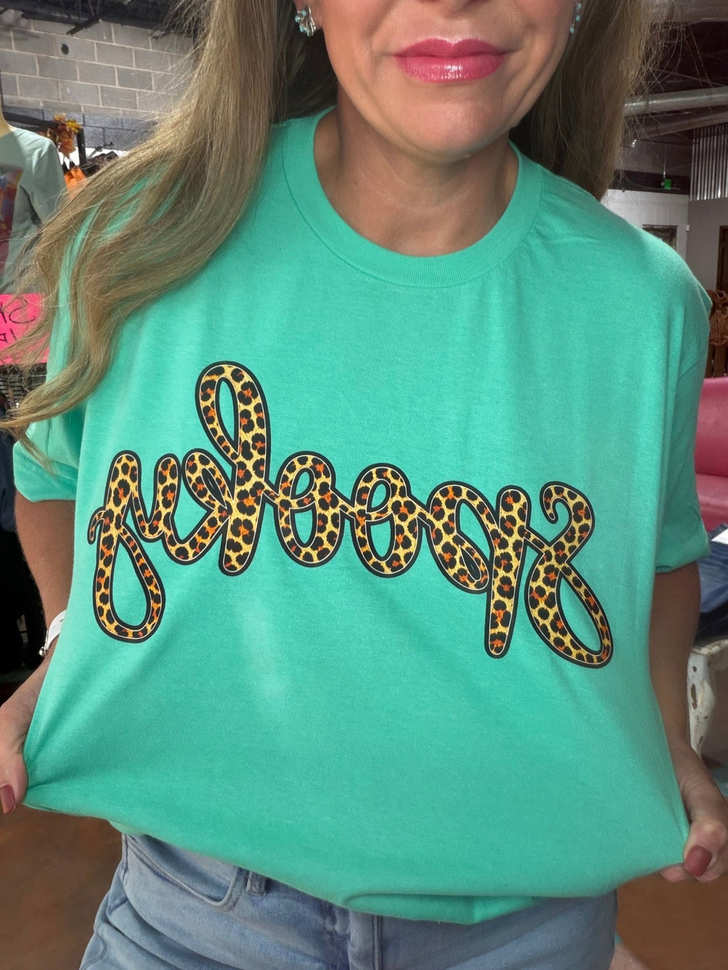 Leopard Spooky Green Crew Neck Sweatshirt - Country Lace Boutique
