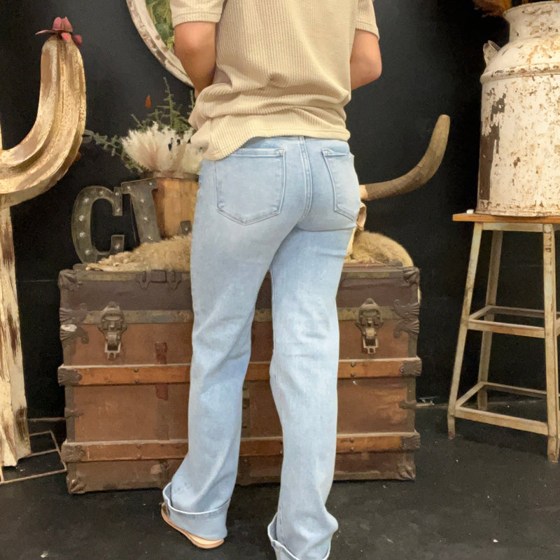 Light Wash High Rise Wide Leg 90's Risen Jeans - Country Lace Boutique