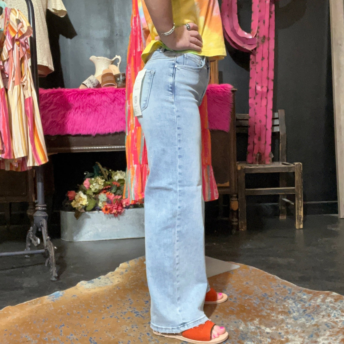 Light Wash Risen Crop Tummy Control Jeans - Country Lace Boutique