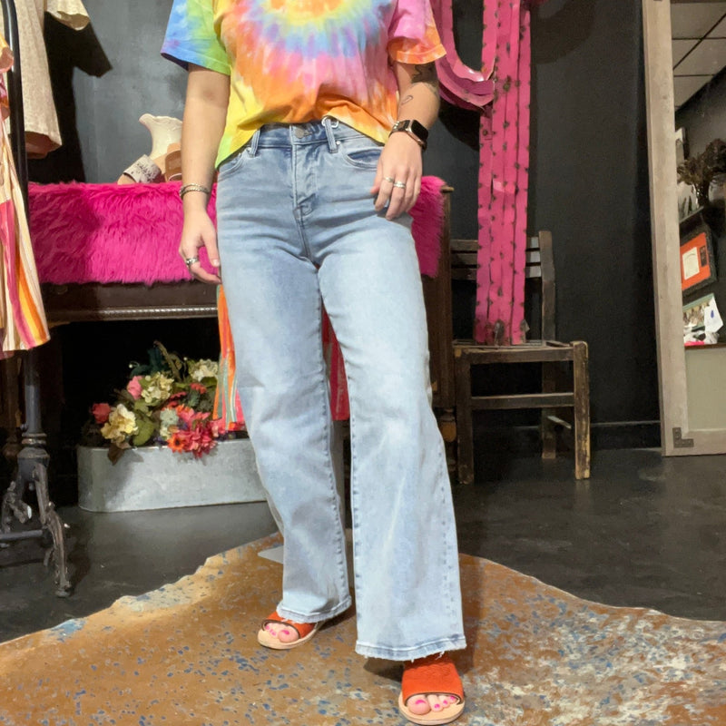 Light Wash Risen Crop Tummy Control Jeans - Country Lace Boutique