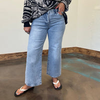 Light Wash Risen Crop Tummy Control Jeans - Country Lace Boutique