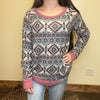 Light Weight Aztec Long Sleeve Sweater - Country Lace Boutique